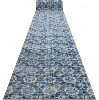 Koberec Balta Běhoun pogumovaný DIGITAL Kachličky modrý zlatý Šíře: 65 cm