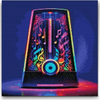 Diamantové malování Diamantové malování - Hudební přehrávač Velikost: 50x50cm, Rámování: Pouze srolované plátno, Diamanty: Čtvercové