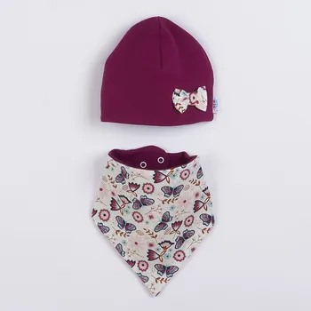 Kojenecká čepice Kojenecká čepička s šátkem na krk New Baby Missy fialová 80 (9-12m)