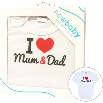 Kojenecký body Body s potiskem New Baby I Love Mum and Dad - dárkové balení 50