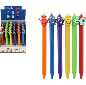 Gumovací pero s monstrózními motivy 15 cm, plast, mix barev