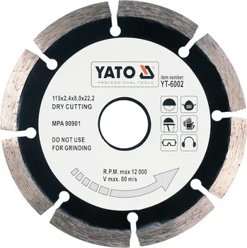 Řezný kotouč Kotouč diamantový 115 x 22,2 x 2,1 mm Yato YT-6002