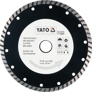 Příslušenství k nářadí Kotouč diamantový 180 x 22,2 x 2,8 mm turbo Yato YT-6024