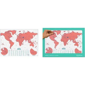 Cestování Stírací mapa světa Neon Coral