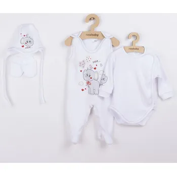 Kojenecká souprava Soupravička 4-dílná New Baby Sloník bílo šedá 56 (0-3m)