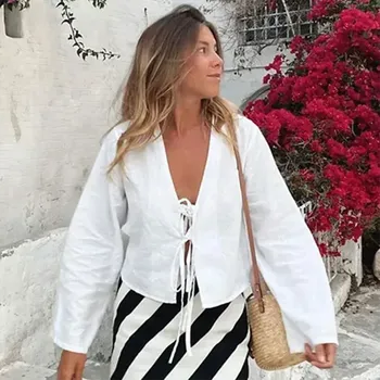 Dámská košile Letní košile na zavazování Barva: Bílá, Velikost: S