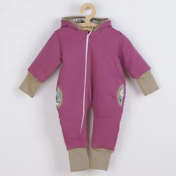 Kojenecký overall Zateplený jarní overal s kapucí New Baby Spring purple-pink 80 (9-12m)