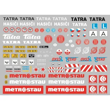 autíčko AutoModels.cz Obtisky na modely Tatra 1/43 - Metrostav / Jednota / ČSAD / SPZ Dekály - obtisky na modely Tatra 1:43