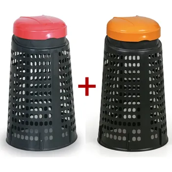 Venkovní odpadkový koš Odpadkový koš plastový na pytle 120 L - 1+1 ZDARMA černý, červená + oranžová