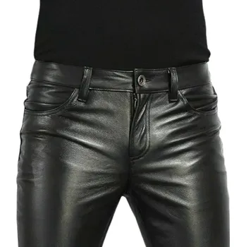 Pánské kalhoty koženého vzhledu Barva: Černá, Velikost: 34