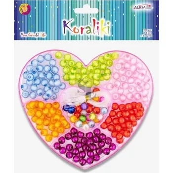 Dětské navlékací korálky Korálky Heart kulaté 8mm 210ks mix barev 616066