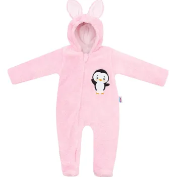 Kojenecká kombinéza Zimní dětská kombinéza New Baby Penguin růžová 56 (0-3m)