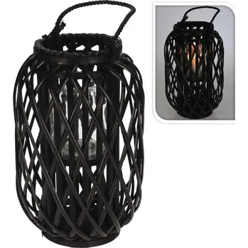 Svícen PROGARDEN Lucerna na svíčku pletená vrba 40 cm černá KO-438002020