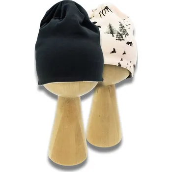 Kojenecké oblečení Kojenecká oboustranná čepička Nicol Bambi šedo béžová 68/74