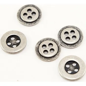 Knoflík Kovový knoflík - matná stříbrná - průměr 1,4 cm