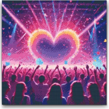 Diamantové malování Diamantové malování - Popový koncert Velikost: 50x50cm, Rámování: Pouze srolované plátno, Diamanty: Čtvercové