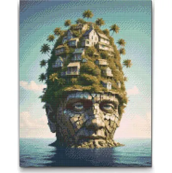 Diamantové malování Diamantové malování - Ostrov z hlavy Velikost: 40x50cm, Rámování: Pouze srolované plátno, Diamanty: Čtvercové