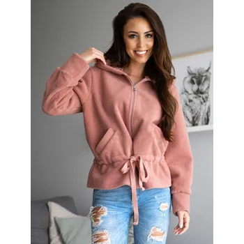 Růžová dámská bunda krátký kabát s kapucí Bolf 9320 - S