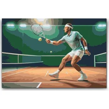 Malování podle čísel - Tenis Velikost: 40x60cm, Rámování: Pouze srolované plátno