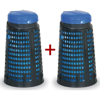 Venkovní odpadkový koš Odpadkový koš plastový na pytle 120 L - 1+1 ZDARMA černý, modrá