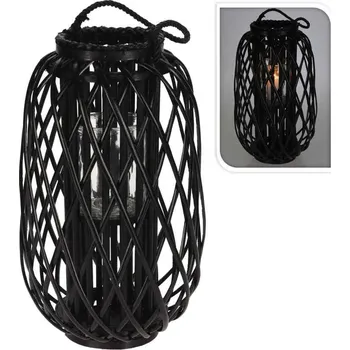 Svícen PROGARDEN Lucerna na svíčku pletená vrba 50 cm černá KO-438002030