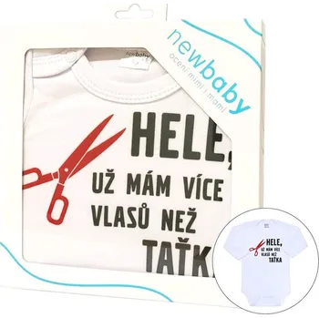 Body s potiskem New Baby Více vlasů než taťka - dárkové balení 56 (0-3m)