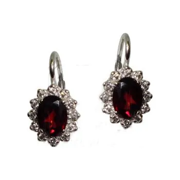 Náušnice Stříbrné náušnice Kate přírodní granát - VE247 (Stříbrné náušnice s přírodním granátem 7x5 mm)