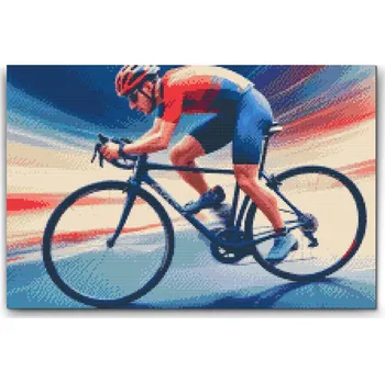 Diamantové malování Diamantové malování - Cyklista Velikost: 40x60cm, Rámování: Pouze srolované plátno, Diamanty: Kulaté