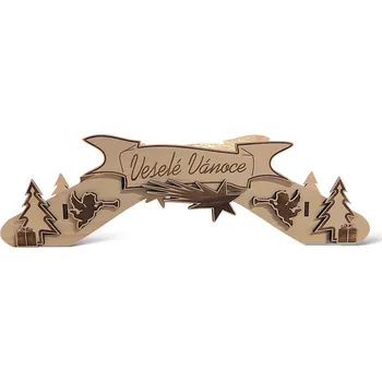 Vánoční dekorace JarisWood Svícen Veselé Vánoce 38 x 11,5 x 8,5 cm