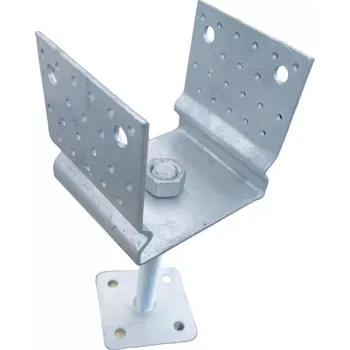 Patka pilíře stavitelná U 120x120 mm s prolisem, výška nožičky 200 mm, žárově zinkovaná