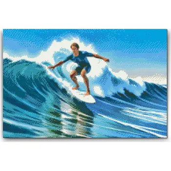Diamantové malování Diamantové malování - Surfování na moři Velikost: 40x60cm, Rámování: Pouze srolované plátno, Diamanty: Čtvercové
