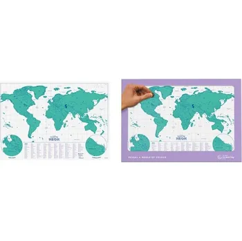 Cestování Stírací mapa světa Neon Green