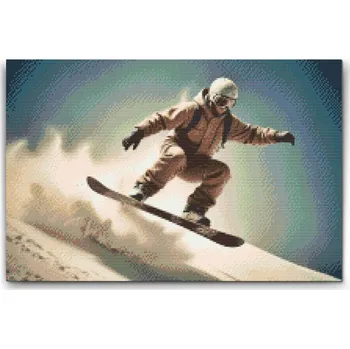 Diamantové malování Diamantové malování - Snowboardista Velikost: 40x60cm, Rámování: Pouze srolované plátno, Diamanty: Čtvercové