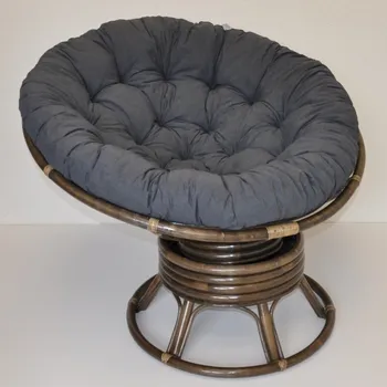 Papasan Ratanový papasan houpací hnědý polstr tmavě šedý melír