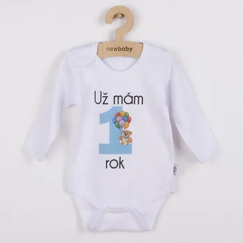 Kojenecký body Body s potiskem New Baby Už mám 1 rok modré 80 (9-12m)