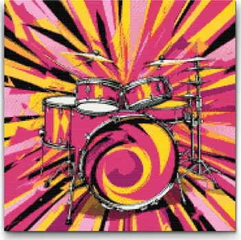 Diamantové malování Diamantové malování - Abstraktní bicí Velikost: 50x50cm, Rámování: Pouze srolované plátno, Diamanty: Čtvercové
