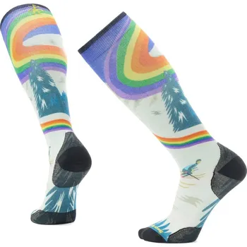 Pánské termo ponožky Smartwool SKI ZERO CUSHION RAINBOW TRAILS PRNT OTC laguna blue unisex ponožky
