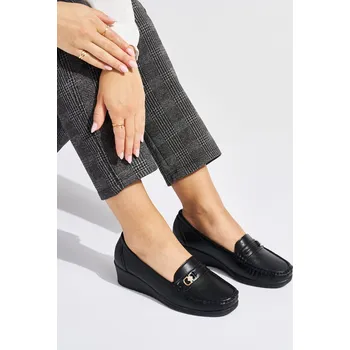 Dámské mokasíny Trendy dámské mokasíny černé na klínku 40