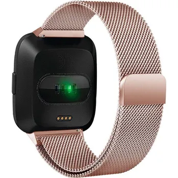 Řemínek na hodinky Milánský tah růžovo zlatá velikost L pro Fitbit Versa