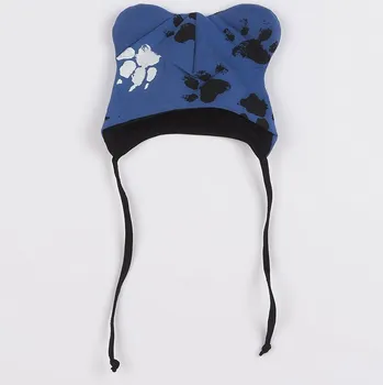 Kojenecká čepice Kojenecká bavlněná čepička s oušky New Baby tlapka modrá 62 (3-6m)