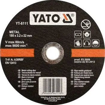 Řezný kotouč Kotouč řezný na kov 180 x 22 x 1,5 mm
