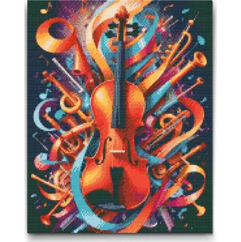 Diamantové malování Diamantové malování - Abstraktní housle Velikost: 30x40cm, Rámování: Pouze srolované plátno, Diamanty: Čtvercové