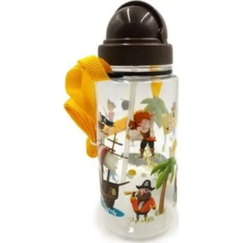 Láhev Láhev 0,45l PIRÁT, brčko+víčko, d7x19cm, dětská, závěs, nerozb.plast