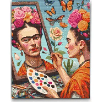 Diamantové malování Diamantové malování - Obraz Fridy Kahlo Velikost: 30x40cm, Rámování: Pouze srolované plátno, Diamanty: Kulaté