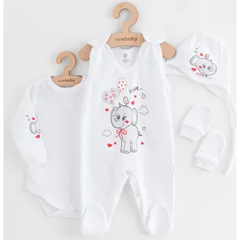 Kojenecká souprava Soupravička 4-dílná New Baby Sloník bílo šedá 62 (3-6m)