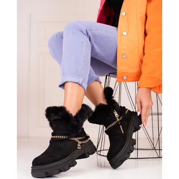 Dámská zimní obuv Originální kotníčkové boty černé dámské na plochém podpatku 36