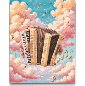 Diamantové malování Diamantové malování - Akordeon na oblaku Velikost: 30x40cm, Rámování: Pouze srolované plátno, Diamanty: Kulaté