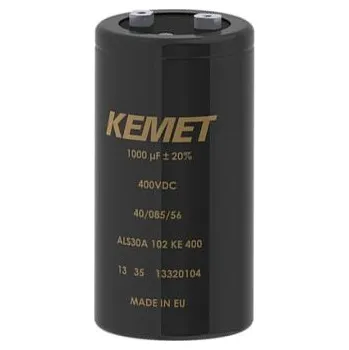 Kondenzátor, řada: ALS70 1200μF ±20procent 146mΩ 450V dc, Šroubová svorka Hliníkové elektrolytické KEMET