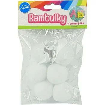 Vánoce Bambulky bílé 6ks v sáčku 3,5cm D200355