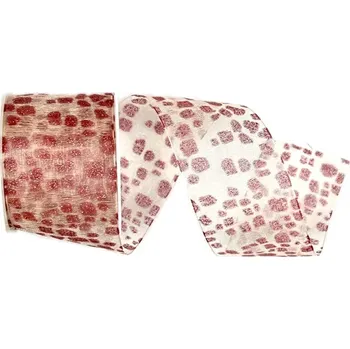 Stuha Stuha vánoční organzová GLAMOUREUX růžová 40mm x 2m (16,-Kč/m) (Stuha vánoční, organzová, oboustranná, s vlascem v lemu)